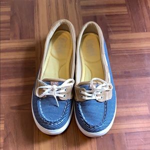 Women’s Navy/white striped Keds loafers size 7